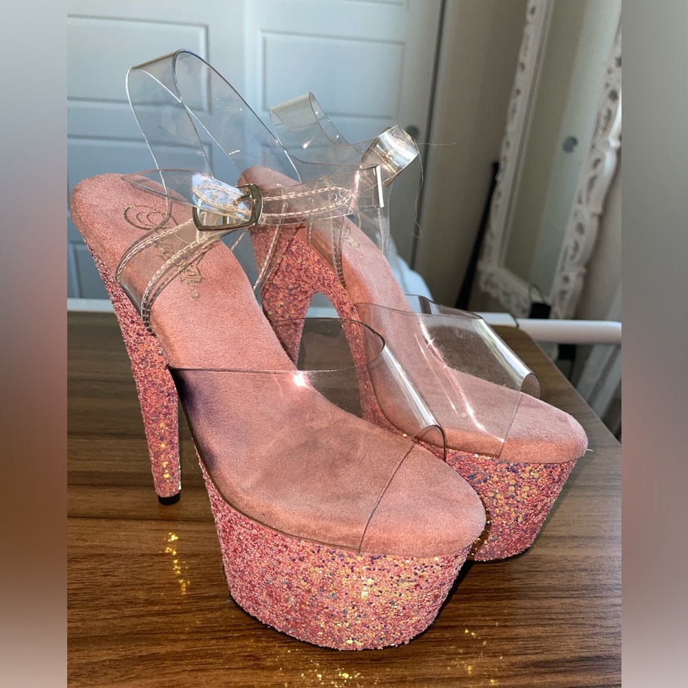 Pink Sparkly Pleaser Heels